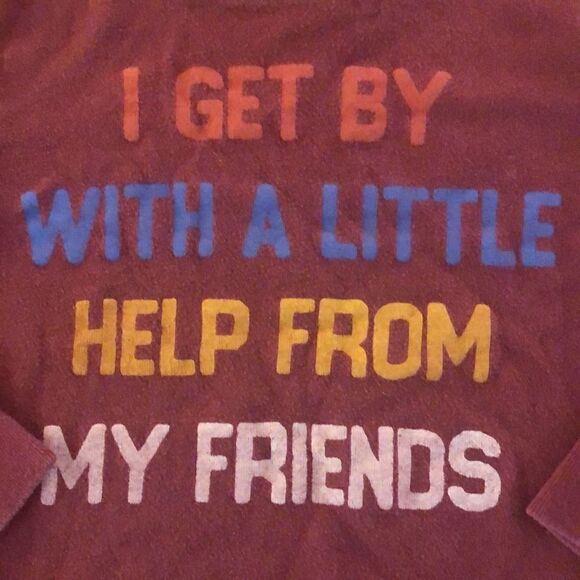 I Get By with a Little Help From My Friends Long Sleeve Cotton TShirt Junk Food - Picture 5 of 17
